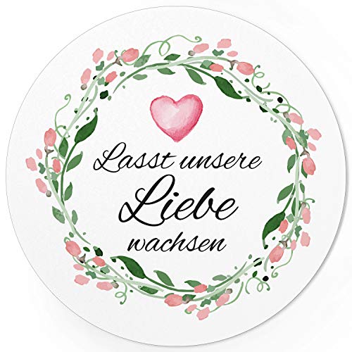 24 runde Design Etiketten - Lasst unsere Liebe wachsen - Aufkleber für Gastgeschenke - Motiv: Vintage Rosen mit Herz 24 runde Design Etiketten - Lasst unsere Liebe wachsen - Aufkleber für Gastgeschenke - Motiv: Vintage Rosen mit Herz von Einladungskarten Manufaktur Hamburg