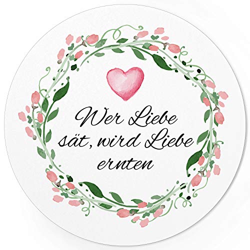 24 runde Design Etiketten - Wer Liebe sät, wird Liebe ernten - Aufkleber für Gastgeschenke - Motiv: Vintage Rosen mit Herz 24 runde Design Etiketten - Wer Liebe sät, wird Liebe ernten - Aufkleber für Gastgeschenke - Motiv: Vintage Rosen mit Herz von Einladungskarten Manufaktur Hamburg