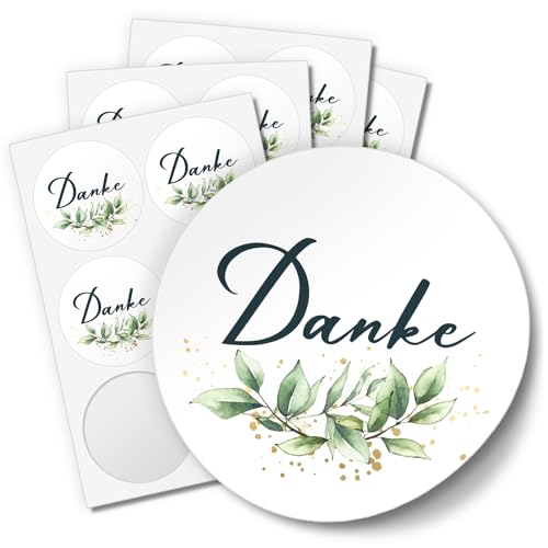 48 Aufkleber DANKE für Hochzeit Geburtstag Danke Taufe Etiketten rund 4cm, Design von Einladungskarten Manufaktur Hamburg