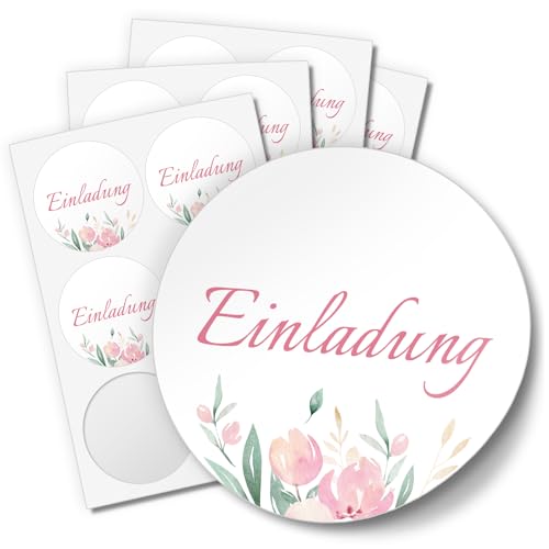 48 Aufkleber EINLADUNG für Hochzeit Geburtstag Danke Taufe Etiketten rund 4cm, rosa Blumen 48 Aufkleber EINLADUNG für Hochzeit Geburtstag Danke Taufe Etiketten rund 4cm, rosa Blumen von Einladungskarten Manufaktur Hamburg