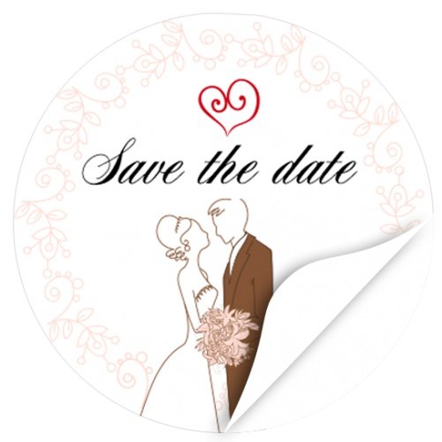 48 Design Etiketten, rund/Save the Date/Hochzeitspaar gezeichnet/Hochzeit/Liebe/Heirat/Aufkleber/Sticker/für Einladungen/Feiern von Einladungskarten Manufaktur Hamburg