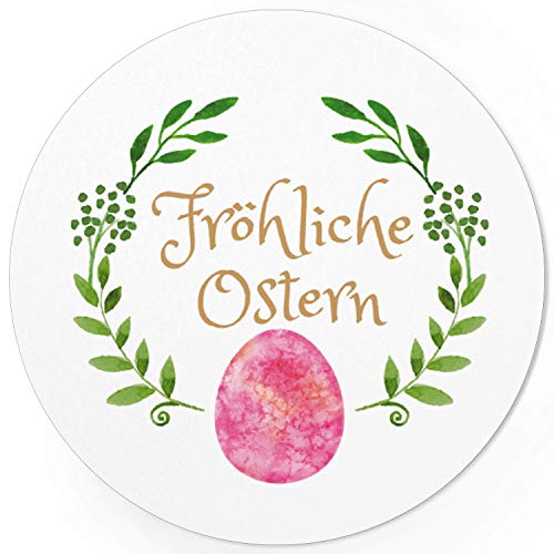 48 Oster-Aufkleber rosa Ei mit Blumenkranz - für Geschenke zu Ostern/Sticker/Aufkleber/Etiketten/Rund von Einladungskarten Manufaktur Hamburg
