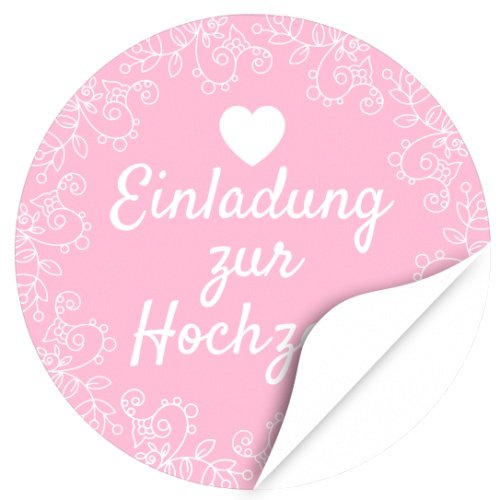 48 moderne Design Etiketten, rund/Rosa/Hochzeit/Liebe/Herz/Einladung/Aufkleber/Sticker/Heiraten 48 moderne Design Etiketten, rund/Rosa/Hochzeit/Liebe/Herz/Einladung/Aufkleber/Sticker/Heiraten von Einladungskarten Manufaktur Hamburg