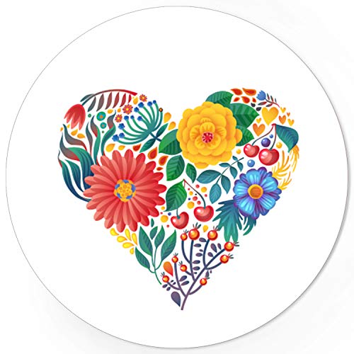 48 runde Design Etiketten - Herz aus Blumen/Liebe/Hochzeit/Geschenk-Aufkleber/Valentinstag/Jahrestag/Hochzeitstag/Muttertag von Einladungskarten Manufaktur Hamburg