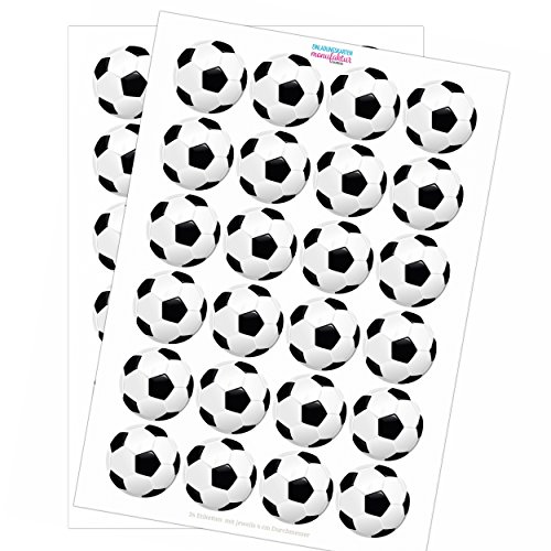 48 runde Fussball Sticker - Aufkleber - Etiketten für Fussball Geburtstag Jungen Geschenk Verpackung WM von Einladungskarten Manufaktur Hamburg