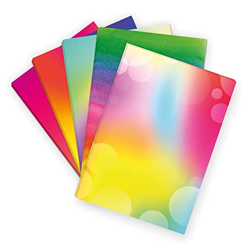 50 Blatt Bastelpapier 5x10 MIX | Bunter Bastel Grelle Farben Mix 5 Motive | Motivpapier A4 | edles Design Papier | beidseitig bedruckt | Set | 90 g/m² von Einladungskarten Manufaktur Hamburg
