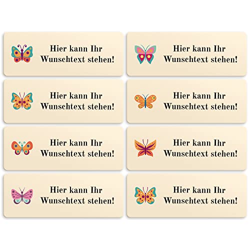 64 kleine Namensaufkleber für Kinder - Personalisierte Etiketten mit Wunschtext - Aufkleber Schmetterlinge für Bücher, Spielzeug, Schule, Kindergarten von Einladungskarten Manufaktur Hamburg