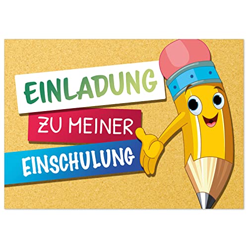 8 Einladungskarten Einschulung mit vorgedruckter Rückseite, Design 10, Karte Einladung 1. Schultag in der Schule von Einladungskarten Manufaktur Hamburg