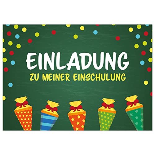 8 Einladungskarten Einschulung mit vorgedruckter Rückseite, Design 12, Karte Einladung 1. Schultag in der Schule von Einladungskarten Manufaktur Hamburg