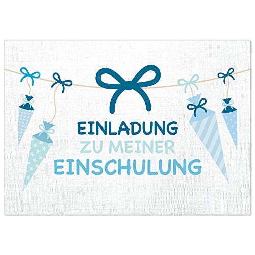 8 Einladungskarten Einschulung mit vorgedruckter Rückseite, Design 6, Karte Einladung 1. Schultag in der Schule von Einladungskarten Manufaktur Hamburg