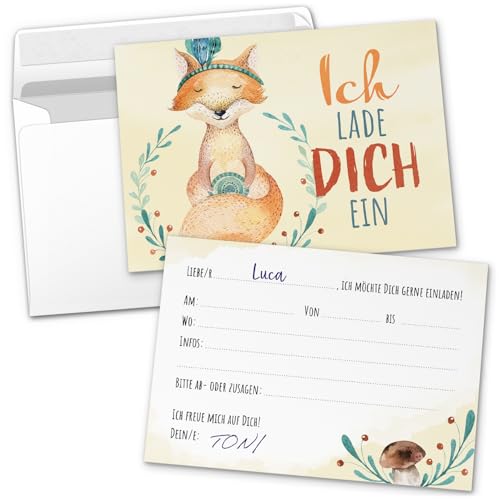 8 Einladungskarten Kindergeburtstag mit Umschlägen, Aquarell Fuchs niedlich, Karte Geburtstag Einladung zum Ausfüllen 8 Einladungskarten Kindergeburtstag mit Umschlägen, Aquarell Fuchs niedlich, Karte Geburtstag Einladung zum Ausfüllen von Einladungskarten Manufaktur Hamburg