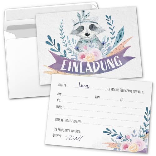 8 Einladungskarten Kindergeburtstag mit Umschlägen, Aquarell niedlich Tier, Karte Geburtstag Einladung zum Ausfüllen 8 Einladungskarten Kindergeburtstag mit Umschlägen, Aquarell niedlich Tier, Karte Geburtstag Einladung zum Ausfüllen von Einladungskarten Manufaktur Hamburg