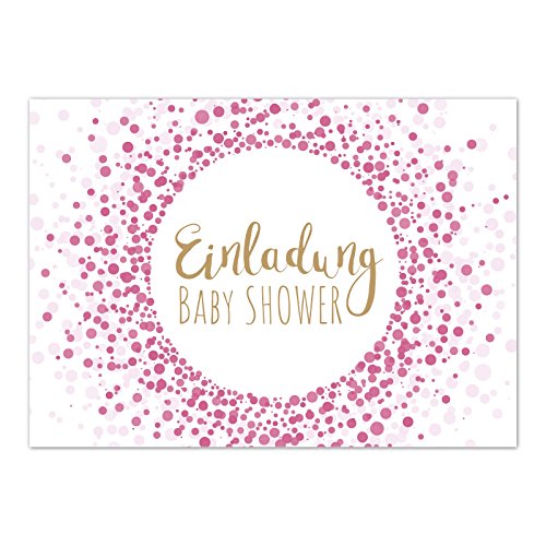 8 x Einladung Baby Shower Party/Einladungskarten mit Umschlag im Set/Motiv: Moderner Look, rosa Mädchen/Babyparty Karte/Postkarte / 8 x Einladung Baby Shower Party/Einladungskarten mit Umschlag im Set/Motiv: Moderner Look, rosa Mädchen/Babyparty Karte/Postkarte / von Einladungskarten Manufaktur Hamburg