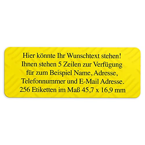 Adress-Aufkleber | PERSONALISIERT | 256 Stück | kleine Etiketten mit Wunsch-Text - Fotostruktur Farbe Gelb | für Namen und Adressen von Einladungskarten Manufaktur Hamburg