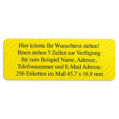 Adress-Aufkleber | PERSONALISIERT | 256 Stück | kleine Etiketten mit Wunsch-Text - Fotostruktur Farbe Gelb | für Namen und Adressen von Einladungskarten Manufaktur Hamburg