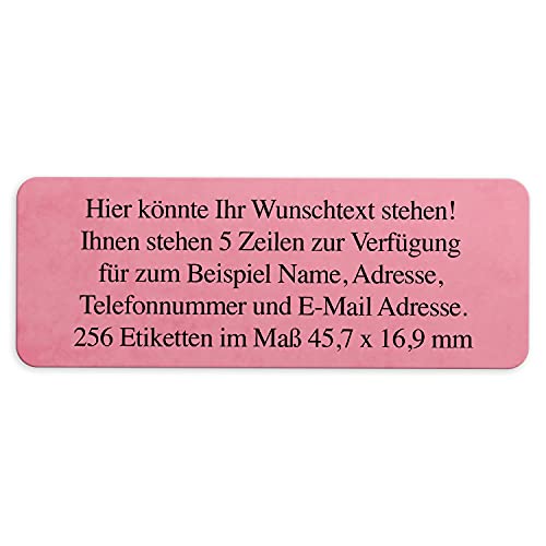 Adress-Aufkleber | PERSONALISIERT | 256 Stück | kleine Etiketten mit Wunsch-Text - Marmor Struktur Farbe Rosa | für Namen und Adressen von Einladungskarten Manufaktur Hamburg