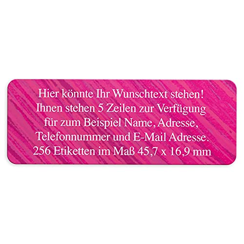 Adress-Aufkleber | PERSONALISIERT | 256 Stück | kleine Etiketten mit Wunsch-Text Rosa Violett | Schrift Weiß | für Namen und Adressen von Einladungskarten Manufaktur Hamburg