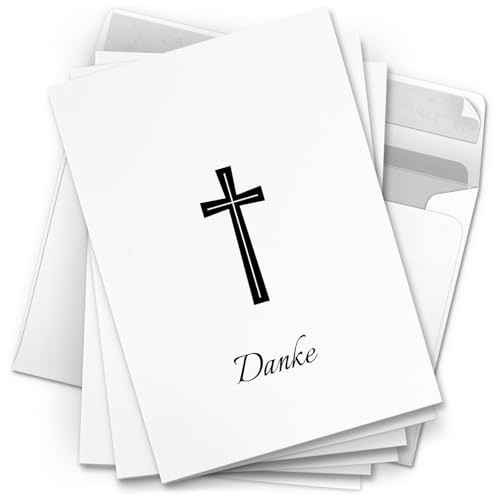 Danksagungskarten Trauer – 10 Stück mit Umschlägen – Motiv Großes Kreuz Danke – Trauerkarten Danksagung mit Text – Dankeskarten Trauer nach Beerdigung Danksagungskarten Trauer – 10 Stück mit Umschlägen – Motiv Großes Kreuz Danke – Trauerkarten Danksagung mit Text – Dankeskarten Trauer nach Beerdigung von Einladungskarten Manufaktur Hamburg