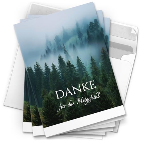 Danksagungskarten Trauer – 10 Stück mit Umschlägen – Motiv: Bäume im Nebel – Trauerkarten Danksagung mit Text – Dankeskarten Trauer nach Beerdigung Danksagungskarten Trauer – 10 Stück mit Umschlägen – Motiv: Bäume im Nebel – Trauerkarten Danksagung mit Text – Dankeskarten Trauer nach Beerdigung von Einladungskarten Manufaktur Hamburg