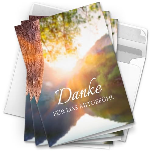 Danksagungskarten Trauer – 10 Stück mit Umschlägen – Motiv: Bergsee – Trauerkarten Danksagung mit Text – Dankeskarten Trauer nach Beerdigung Danksagungskarten Trauer – 10 Stück mit Umschlägen – Motiv: Bergsee – Trauerkarten Danksagung mit Text – Dankeskarten Trauer nach Beerdigung von Einladungskarten Manufaktur Hamburg