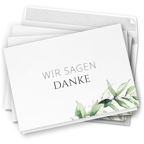 Danksagungskarten Trauer – 10 Stück mit Umschlägen – Motiv: Grüne Blätter – Trauerkarten Danksagung mit Text – Dankeskarten Trauer nach Beerdigung Danksagungskarten Trauer – 10 Stück mit Umschlägen – Motiv: Grüne Blätter – Trauerkarten Danksagung mit Text – Dankeskarten Trauer nach Beerdigung von Einladungskarten Manufaktur Hamburg