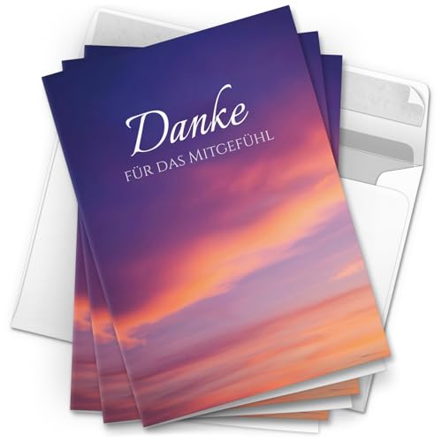 Danksagungskarten Trauer – 10 Stück mit Umschlägen – Motiv: Lila Wolken – Trauerkarten Danksagung mit Text – Dankeskarten Trauer nach Beerdigung Danksagungskarten Trauer – 10 Stück mit Umschlägen – Motiv: Lila Wolken – Trauerkarten Danksagung mit Text – Dankeskarten Trauer nach Beerdigung von Einladungskarten Manufaktur Hamburg