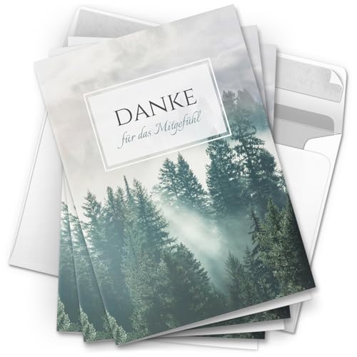 Danksagungskarten Trauer – 10 Stück mit Umschlägen – Motiv: Mystik im Wald – Trauerkarten Danksagung mit Text – Dankeskarten Trauer nach Beerdigung Danksagungskarten Trauer – 10 Stück mit Umschlägen – Motiv: Mystik im Wald – Trauerkarten Danksagung mit Text – Dankeskarten Trauer nach Beerdigung von Einladungskarten Manufaktur Hamburg