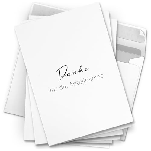 Danksagungskarten Trauer – 10 Klappkarten mit Umschlägen – Motiv: Schlichtes Danke – Trauerkarten Danksagung mit Text – Dankeskarten Trauer nach Beerdigung Danksagungskarten Trauer – 10 Klappkarten mit Umschlägen – Motiv: Schlichtes Danke – Trauerkarten Danksagung mit Text – Dankeskarten Trauer nach Beerdigung von Einladungskarten Manufaktur Hamburg
