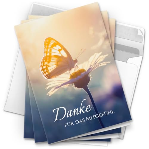 Danksagungskarten Trauer – 10 Stück mit Umschlägen – Motiv: Schmetterling – Trauerkarten Danksagung mit Text – Dankeskarten Trauer nach Beerdigung Danksagungskarten Trauer – 10 Stück mit Umschlägen – Motiv: Schmetterling – Trauerkarten Danksagung mit Text – Dankeskarten Trauer nach Beerdigung von Einladungskarten Manufaktur Hamburg