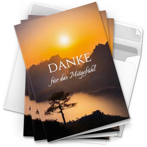 Danksagungskarten Trauer – 10 Stück mit Umschlägen – Motiv: Sonnenuntergang – Trauerkarten Danksagung mit Text – Dankeskarten Trauer nach Beerdigung Danksagungskarten Trauer – 10 Stück mit Umschlägen – Motiv: Sonnenuntergang – Trauerkarten Danksagung mit Text – Dankeskarten Trauer nach Beerdigung von Einladungskarten Manufaktur Hamburg