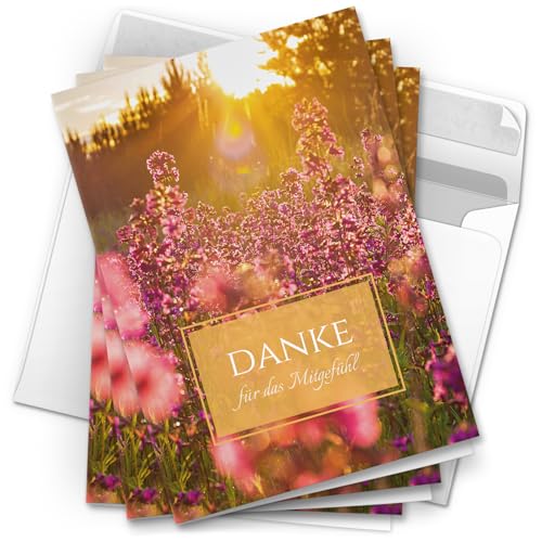 Danksagungskarten Trauer – 10 Stück mit Umschlägen – Wiese im Sonnenschein – Trauerkarten Danksagung mit Text – Dankeskarten Trauer nach Beerdigung Danksagungskarten Trauer – 10 Stück mit Umschlägen – Wiese im Sonnenschein – Trauerkarten Danksagung mit Text – Dankeskarten Trauer nach Beerdigung von Einladungskarten Manufaktur Hamburg