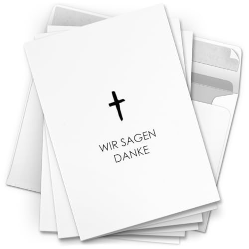 Danksagungskarten Trauer – 10 Stück mit Umschlägen – Wir sagen Danke Kreuz – Trauerkarten Danksagung mit Text – Dankeskarten Trauer nach Beerdigung Danksagungskarten Trauer – 10 Stück mit Umschlägen – Wir sagen Danke Kreuz – Trauerkarten Danksagung mit Text – Dankeskarten Trauer nach Beerdigung von Einladungskarten Manufaktur Hamburg