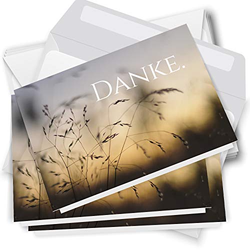 Danksagungskarten Trauer – 30 Klappkarten mit Umschlägen – Motiv: Gräser – Trauerkarten Danksagung mit Text – Dankeskarten Trauer nach Beerdigung von Einladungskarten Manufaktur Hamburg