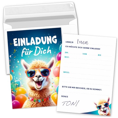 Einladungskarten Kindergeburtstag Lama Alpaka – 8 Karten Set mit Umschlägen | Einladungen Kinder Geburtstag | Lustige Einladung für Kinder zum Ausfüllen Einladungskarten Kindergeburtstag Lama Alpaka – 8 Karten Set mit Umschlägen | Einladungen Kinder Geburtstag | Lustige Einladung für Kinder zum Ausfüllen von Einladungskarten Manufaktur Hamburg