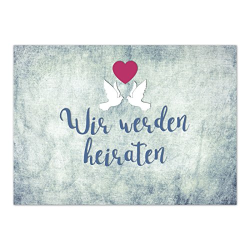 Einladungskarten Manufaktur Hamburg 10 x Save the Date Karten mit Umschlag/Wir werden heiraten - Textil Struktur/Hochzeit/Liebe/Heirat/Einladung von Einladungskarten Manufaktur Hamburg