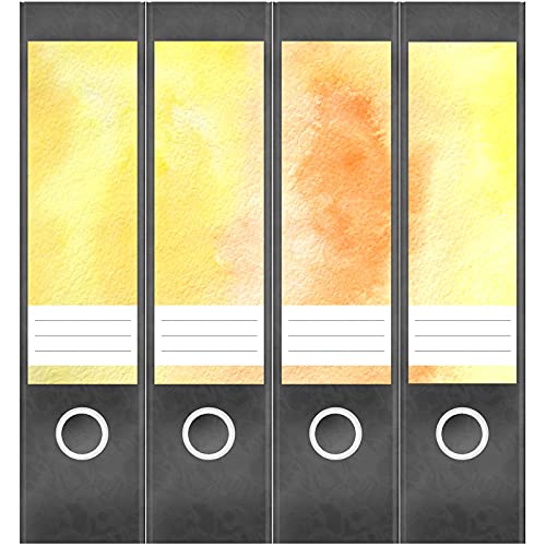 Etiketten für Ordner | Aquarell-Look Gelb Orange | 4 breite Aufkleber für Ordnerrücken | Selbstklebende Design Ordneretiketten Rückenschilder von Einladungskarten Manufaktur Hamburg