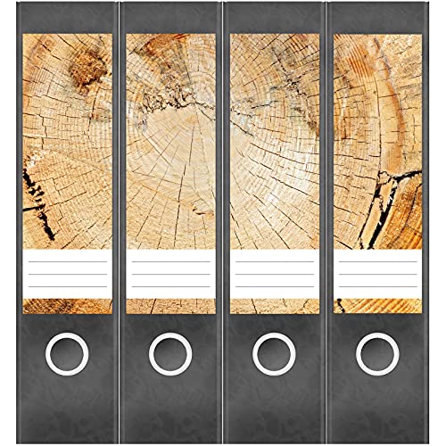 Etiketten für Ordner | Baum Querschnitt | 4 breite Aufkleber für Ordnerrücken | Selbstklebende Design Ordneretiketten Rückenschilder von Einladungskarten Manufaktur Hamburg