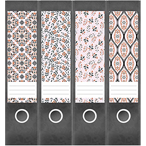 Etiketten für Ordner | Deko 17 Muster Mix | 4 breite Aufkleber für Ordnerrücken | Selbstklebende Design Ordneretiketten Rückenschilder von Einladungskarten Manufaktur Hamburg