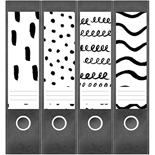 Etiketten für Ordner | Deko 25 Muster Mix | 4 breite Aufkleber für Ordnerrücken | Selbstklebende Design Ordneretiketten Rückenschilder von Einladungskarten Manufaktur Hamburg