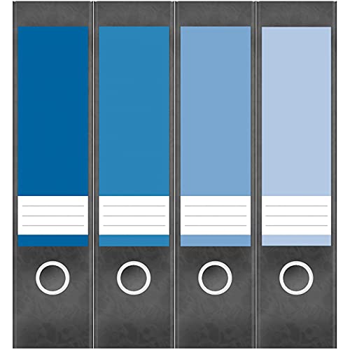 Etiketten für Ordner | Farben Mix Blau | 4 breite Aufkleber für Ordnerrücken | Selbstklebende Design Ordneretiketten Rückenschilder von Einladungskarten Manufaktur Hamburg