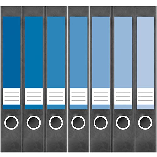 Etiketten für Ordner | Farben Mix Blau | 7 Aufkleber für schmale Ordnerrücken | Selbstklebende Design Ordneretiketten Rückenschilder von Einladungskarten Manufaktur Hamburg