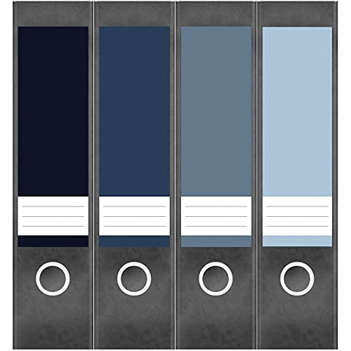 Etiketten für Ordner | Farbmix Blau 1 | 4 breite Aufkleber für Ordnerrücken | Selbstklebende Design Ordneretiketten Rückenschilder von Einladungskarten Manufaktur Hamburg