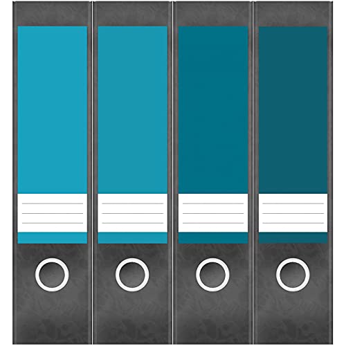 Etiketten für Ordner | Farbmix Blau 4 | 4 breite Aufkleber für Ordnerrücken | Selbstklebende Design Ordneretiketten Rückenschilder von Einladungskarten Manufaktur Hamburg