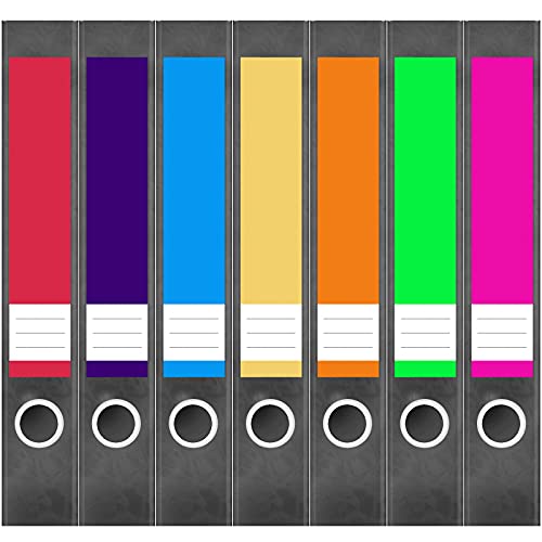 Etiketten für Ordner | Farbmix Helle Farben Bunt | 7 Aufkleber für schmale Ordnerrücken | Selbstklebende Design Ordneretiketten Rückenschilder von Einladungskarten Manufaktur Hamburg