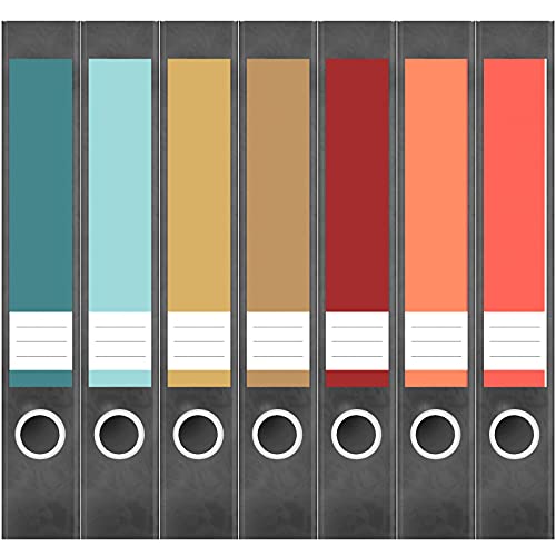 Etiketten für Ordner | Farbmix Modern 7 | 7 Aufkleber für schmale Ordnerrücken | Selbstklebende Design Ordneretiketten Rückenschilder von Einladungskarten Manufaktur Hamburg