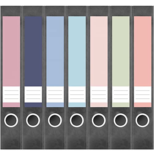 Ordneretiketten schmal selbstklebend – 7 Etiketten für Aktenordner | Design Ordnerrücken Ordner Aufkleber beschriftbar, ca. 19 × 3,7 cm - Pastell Farbmix - Made in Germany Ordneretiketten schmal selbstklebend – 7 Etiketten für Aktenordner | Design Ordnerrücken Ordner Aufkleber beschriftbar, ca. 19 × 3,7 cm - Pastell Farbmix - Made in Germany von Einladungskarten Manufaktur Hamburg