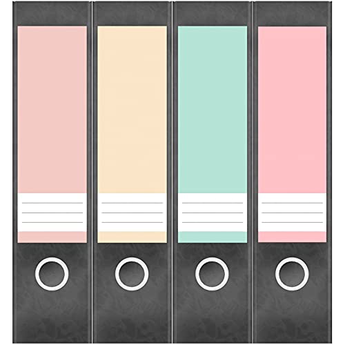 Ordneretiketten breit selbstklebend – 4 Etiketten für Aktenordner | Design Ordnerrücken Ordner Aufkleber beschriftbar, ca. 19 × 6 cm - Pastell Farbmix - Made in Germany von Einladungskarten Manufaktur Hamburg