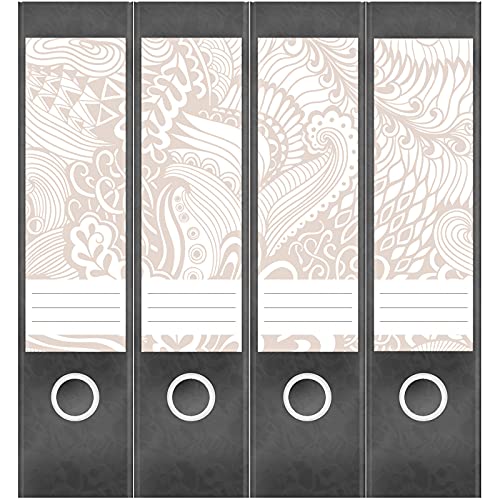Etiketten für Ordner | Muster Beige 1 | 4 breite Aufkleber für Ordnerrücken | Selbstklebende Design Ordneretiketten Rückenschilder von Einladungskarten Manufaktur Hamburg