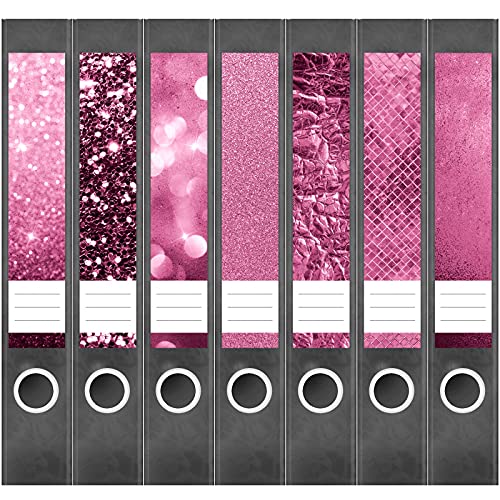 Etiketten für Ordner | Muster Mix Set 10 Rosa | 7 Aufkleber für schmale Ordnerrücken | Selbstklebende Design Ordneretiketten Rückenschilder von Einladungskarten Manufaktur Hamburg