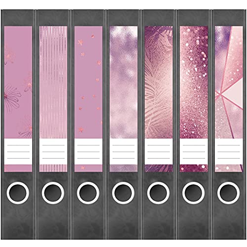 Etiketten für Ordner | Muster Mix Set 4 Rosa | 14 Aufkleber für schmale Ordnerrücken | Selbstklebende Design Ordneretiketten Rückenschilder von Einladungskarten Manufaktur Hamburg